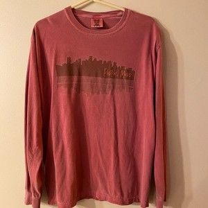 Comfort Colors Men's LS Shirt, redish color, Size M, Boston, Mass skyline